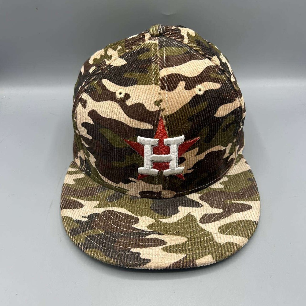 Houston Astros MLB Hat Men 7 3/8 Camo Corduroy 59Fifty New Era Fitted Cap New